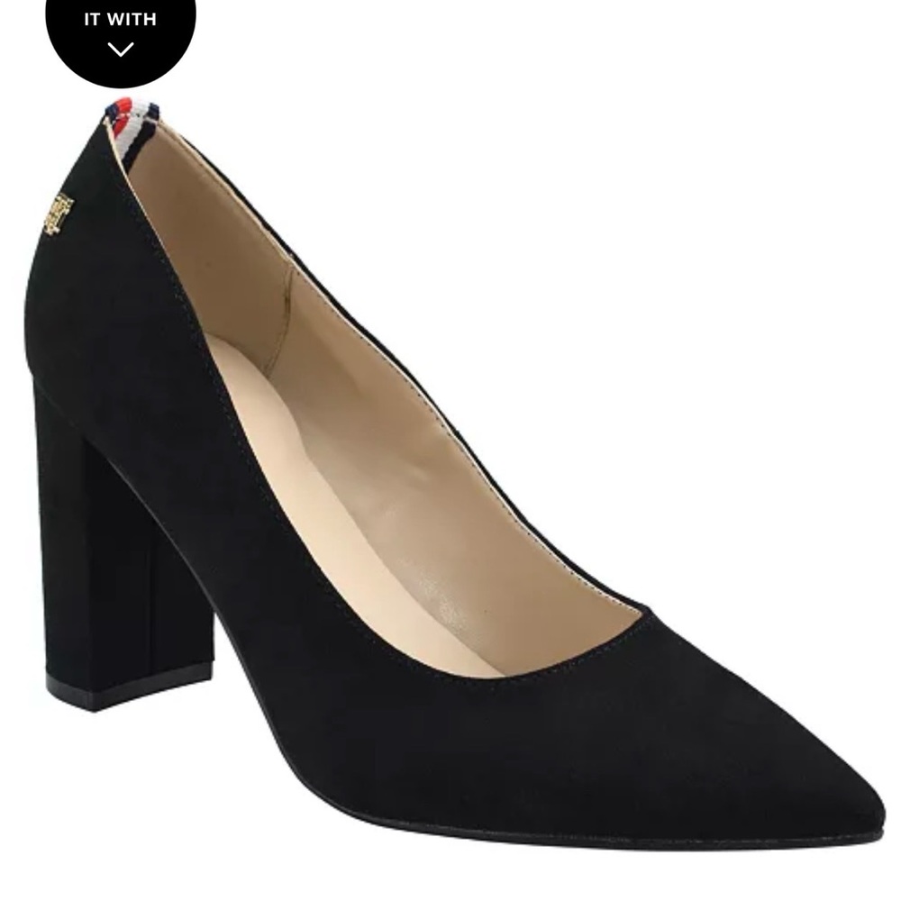 Tommy Hilfiger Abilene Black Block Heel Pumps Sz 7 - Picture 2 of 12